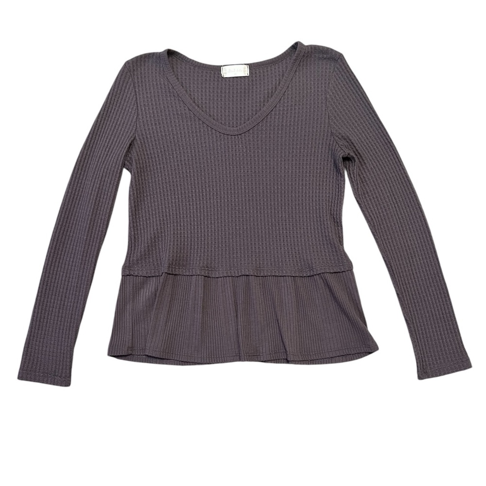 ALTAR’D STATE women’s waffle textured long-sleeve top in color raisin size XS